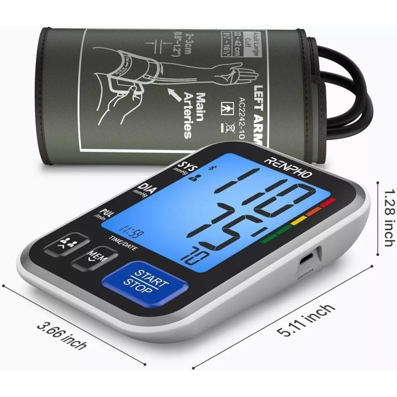 RENPHO Blood Pressure Monitor for Home Use - Large Cuff