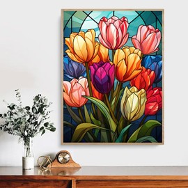 Flowers Diamond Painting for Adults-Flower 5D Diamond Art Painting Kit for Adults Beginners Full Drill Flower Diamond for Gifts Wall Decor Gem Arts 12x16 inch