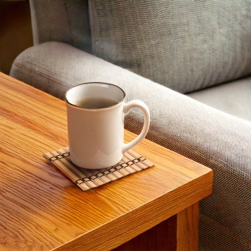 BambooMN Premium Bamboo Slat Coasters - 4.25" x 4.25" -