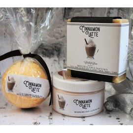 Chubby Chico Charms - All Natural Bath Set - Body Bar, Bath Bomb & Body Butter (Cinnamon Latte)