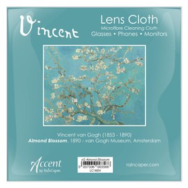 Quality Microfiber Lens Cleaning Cloth - 6”x6” - for Eyeglasses, Sunglasses, Phones, Screens, Blue-Light Glasses, Monitors - Fine Art Design - Van Gogh Almond Blossom