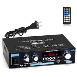 HaoYiShang AK35 90W+90W Mini HiFi Digital Amplifier, 2 Channel Bluetooth 5.0 Sound Amplifier Speaker AMP, Surround Sound FM USB Remote Control Low Distortion Home Car Amplifiers