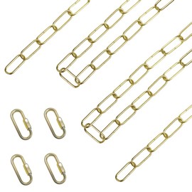 ECUDIS 20 Feet Pendant Light Fixture Chain, Lighting Hanging Chain Extension with Connection Locks, Lighting Chain Replacement for Chandelier, Plants, Fruit Basket (Brass)