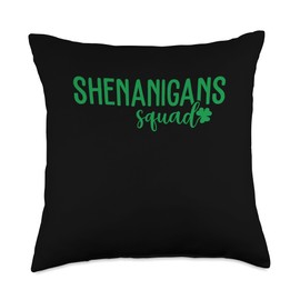 Shenanigans Squad Funny St Patrick's Day Shamrock Lucky Throw Pillow