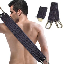 Exfoliating Back Scrubber with Handles - 38" Double-Sided Bath Scrubber for Deep Cleansing, Men & Women, Includes Free Mitt