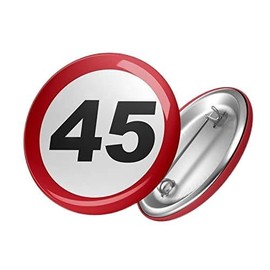 Hellweg Druckerei Button Badge Caution 45 Forty Five Birthday Celebration Badge Gift Idea Badge Pin, Metal