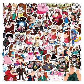 50 Pcs Gravity Falls Stickers for Laptop, Bumper, Skateboard, Water Bottles, Computer, Phone, Guitar, Cartoon Stickers for Kids Teens Adult
