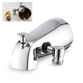 YASINU All Metal Tub Spout with Diverter Chrome, Fits Threaded 1/2" or 3/4" IPS, Tub Faucet with Shower Diverter