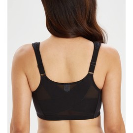 Lemorosy Full Coverage Front Closure Posture Bra Wirefree Unpadded Back Support Bra(Black, 38G)