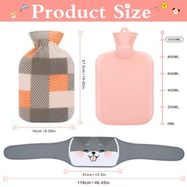 Alftek Hot Water Bottle Belt Puppy Hot Water Bottle Baby Hot Water Bag Kids Hot Water Bottle Rubber with Soft Waist Cover Hot Water Bottle for Neck and Shoulder, Back, Legs, Waist Warming