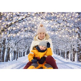 LIVUCEE 10x8FT Winter Scene Photo Backdrop Wonderland Snowflake Glitter Snow Landscape Tree Decor Christmas Holiday Party Portrait Photography Background Photobooth Studio Props