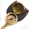 KHUMYAYAD Vintage Antique Brass Compass with Leather Case for Outdoor