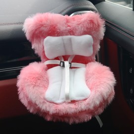 Doll Car Seat Compatible with Labubu, Chair for 3–8 inch Dolls - Adjustable Safety Strap, Air Vent Clip & Desktop Stand, Soft Cushion, Cute Car Ornament Gift for Collectors & Fans (Red Ombre)