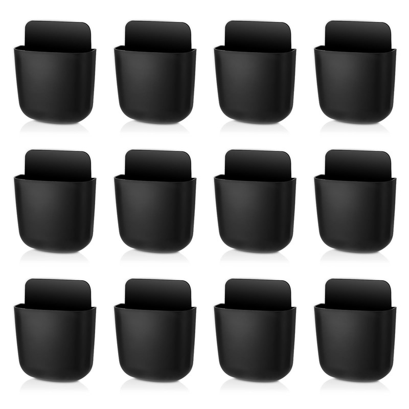 ZhouBoat 12 Pcs Black Remote Control Holder Wall Mount, Self-Adhesive