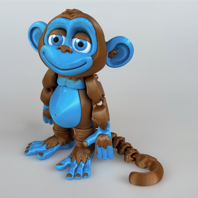 Whattiho 3D Printed Articulated Monkey Fidget Toy – Posable, Hangable,