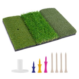 Golf Hitting Mat 24"x16"|24"x24" Tri-Turf Golf Practice Matt Outdoor Indoor Portable Training Matt Traint Aid Batting Turf Mat for Chipping, Driving and Full Swing Practice (24"x24")