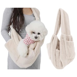 apott Cat Carrier Slings Soft Puppy Carrying Bag for Outdoor Travel Pet Boby Holder Hands Free for Small Dogs Kittens, Ivory