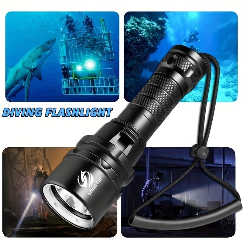 Packetman 200000LM LED Diving Flashlight Torch 200M Underwater Scuba Lantern