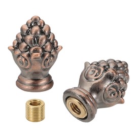 PATIKIL 30 x 20mm Lamp Finials Caps Knob, 2 Set Solid Lamp Shade Top Decoration Screw Cap Nuts with Brass Reducing Adapter for Table Lamps Floor Lamps, Red Bronze