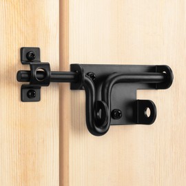 YONSIN 2 Pcs Slide Bolt Gate Latch Heavy Duty for Wooden Fence, Sliding Bolt Gate Latch Door Lock Hardware with Padlock Hole, Door Latch for Wooden Gate, Vinyl Fence, Barn, Shed, Black