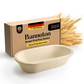 11" Oval Wood Pulp Banneton Bread Proofing Basket – 1.1LB Brotform, Smooth Surface – Non-Stick Natural Wood Pulp Pressed for Durability– Made in Germany Proofing Baskets for Sourdough Bread Baking