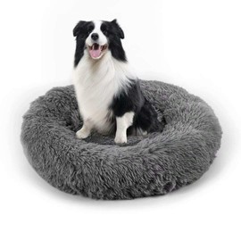 Dog Bed, Cat Calming Bed, Faux Fur Pillow Pet Donut Cuddler Round Plush Bed for Large Medium Small Dogs and Cats