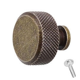 Decoranddecor Amelia Knurled 35mm Round Kitchen Cabinet Furniture Knobs Aluminium Antique Brass