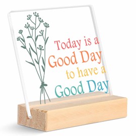 Positive Desk Decor Sign for Office Home,A Good Day Sign Spring Decorations Table Decor Cute Office Desk Accessories Christmas Birthday Presents For Women Men Friends 4 X 4 Inch