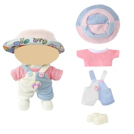 Ezcora - Juego de ropa de muñeca estilo macaron para muñecas de felpa de 17 cm, incluye 5 trajes con sombreros, zapatos, anteojos y mini-bolsas, bonitos accesorios de vestir para jugar y mostrar