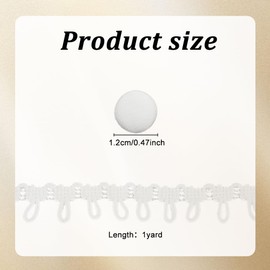 GOMAKERER 1 Yard White Braid Trim with Buttonhole, 15mm Width Fibre Button Hole Trimming with 50pcs Resin Buttons Buttonhole Tassel Fringe Trim for Sewing Craft Supplies Clothes