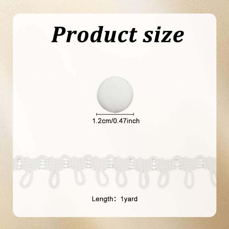 GOMAKERER 1 Yard White Braid Trim with Buttonhole, 15mm Width