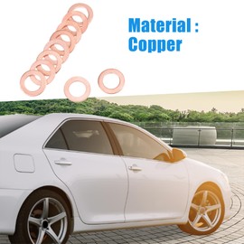 A ABSOPRO Copper Crush Washers Flat Sealing Gaskets Rings M6mm x 10mm x 1mm (Set of 100)