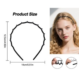 6Pcs Zig Zag Headbands, Plastic Hair Bands Teeth Wavy Comb ZigZag Headband, Non Slip Shark Tooth Hair Hoop Wavy Hair Bands for Women Men Girl Accessories (Classic Black, Retro Leopard)