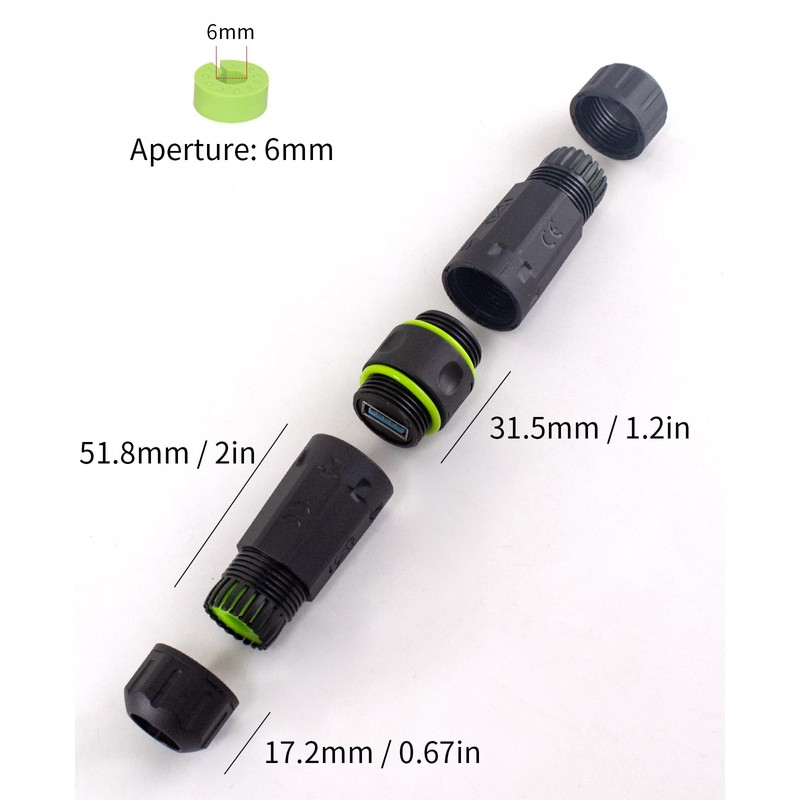 Poyiccot Waterproof USB Port, 5Gbps Waterproof IP68 Pass Through USB