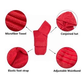 Geyecete Dog Drying Coat with Hood for After Bath Bathrobe Towel Dog Drying Coat for Wet Walking in Rain/Snow-Dry Fast Dog Bag-Pineapple Grid Fast Drying-Red-L