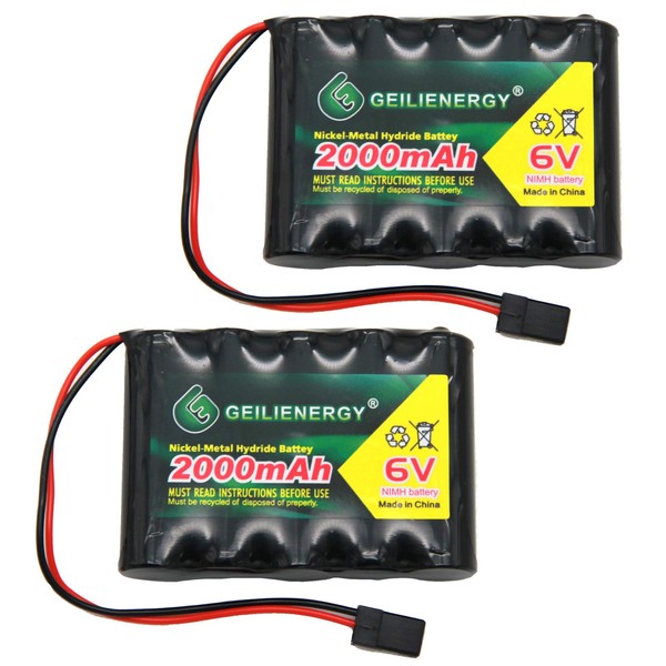 QBLPOWER 6V 2000mAh NiMH RX Battery Packs with Hitec Connector for RC Aircrafts and Walking Robot Rechargeable (2 Pack)