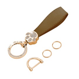 tonecraft Paw Dog Cat Dog Cat Key Chain Bag Charm Women Women's Popular Stylish Cute PU Leather Charm Gold, Camel