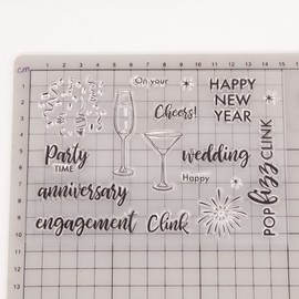 Arbuya Anniversary Wedding Celebrate Clear Stamps New Year Cheers Fireworks Silicone Stamps for Card Making Decoration and DIY Scrapbooking