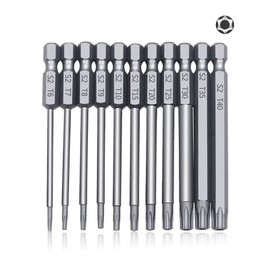 Torx Security Screwdriver Set 11 PCS T6-T40 3 Inch Magnetic Security Screwdriver Bit Set, 1/4” Hex Shank Security Tamper Proof Screwdriver Drill Bit Set