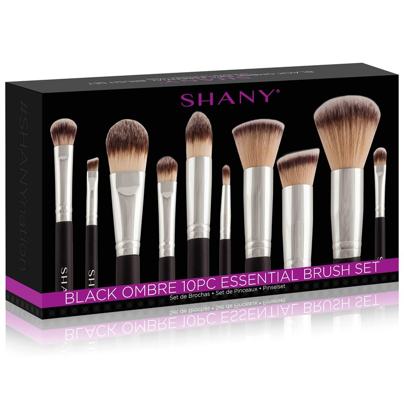 SHANY Black OMBRÉ Pro 10 PC Essential Brush Set with