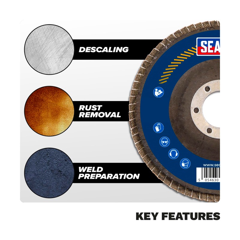 Sealey FD12580 Flap Disc Zirconium Ø125mm 22mm Bore 80Grit