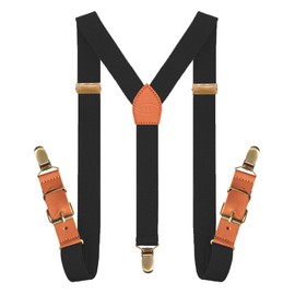 MENDENG Black Suspenders for Men and Women Adjustable Bronze Metal Clips Braces