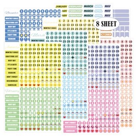 8 Sheet Daily Planners Calendar Essentials Stickers Monthly Weekly Daily Planner Stickers for Journals and Calendars Decorating, Planning, Crafts