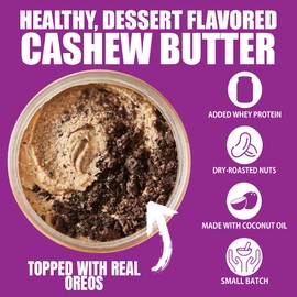 FIt Butters Rory's Cookie Monster Madness (Cookies & Cream Cashew Butter) Spread, Added Protein and Coconut Oil, Low Carb, Low Sugar, Complete Protein Dessert Flavored Nut Butter