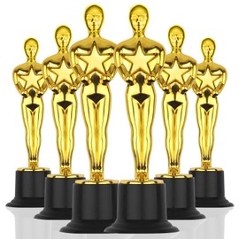 WINKIO Gold Award Trophies，6” Gold Award Statues, Pack of 6 Mini trophies, Plastic Trophy Award for Competition,Events, Sports, Party Decorations,Award Ceremony and Appreciation Gift