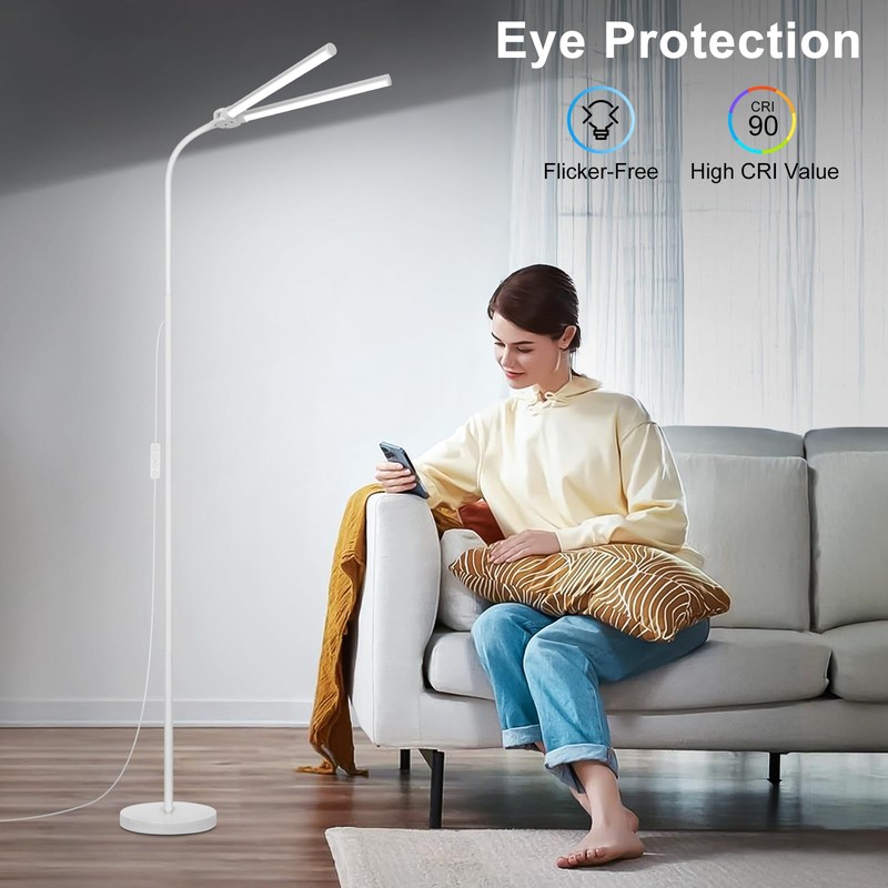 White Floor Lamp, 18W/2000LM Bright LED Floor Lamp for Living