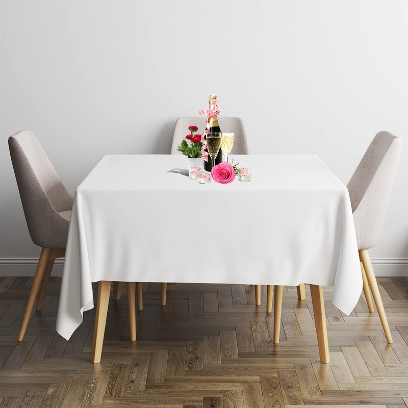 Trimming Shop White Square Polyester Tablecloth, 54" x 54" Premium