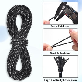 XHTXHT 10 m Elastic Rubber Cord Elastic Stretchy Cord 3 mm Elastic Rubber Cord with 30 Zip Pull Cord Lock Cord 24 Double Hole Cord Locks for Backpack, Shoelaces