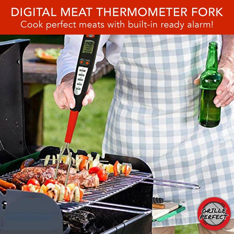 Digital Meat Thermometer Fork for Grilling and Barbecue Fast Read