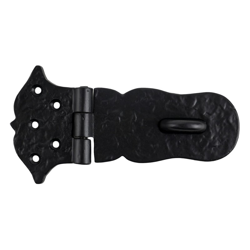 SKANDH 6" Iron Hasp and Staple - Antique Black Powder